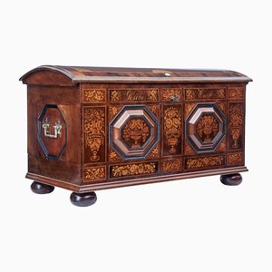 Mid 19th Century Profusely Inlaid Continental Walnut Dome Chest