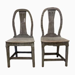 19th Century Swedish Painted Naive Chairs, Set of 2