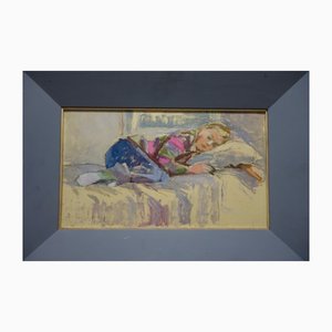 Emmalisa Senin, Sleeping Girl, 1988, Oil on Canvas, Framed
