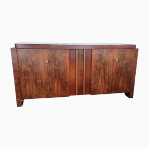 Credenza Art Déco Mid-Century moderna in ottone e radica di noce di Paolo Buffa, anni '40