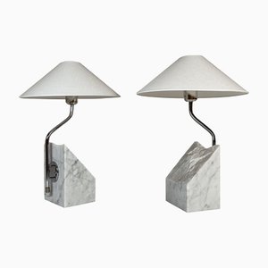 Mid-Century Marble and Steel Table Lamps from Bergboms, 1970s, Sweden, Set of 2