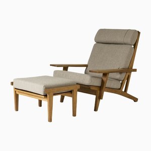 Lounge Chair and Footstool by Hans J. Wegner for Getama, Set of 2