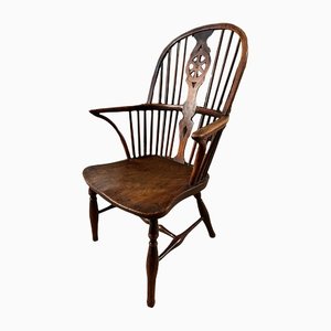 Early Antique Elm and Yew Windsor Elbow Chair, 1850s