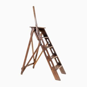 Early 20th Century French Oak Library Folding Step Ladder