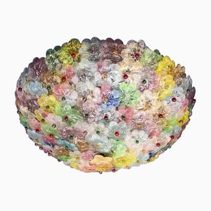 Multicolored Murano Glass Flowers Ceiling Light