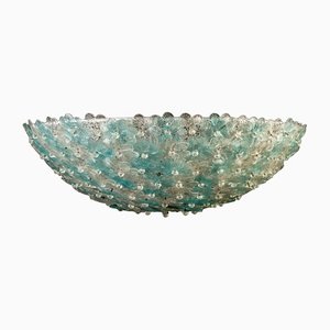 Aquamarine and Murano Glass Flowers Basket Ceiling Light from Barovier & Toso