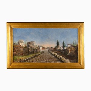 Ruspini Randolfo, Roma via Appia, Oil on Canvas, Framed