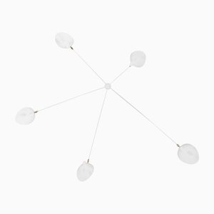 Mid-Century Modern White Spider Ceiling or Wall Lamp with Five Fixed Arms by Serge Mouille