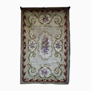 Antique French Aubusson Rug or Wall Hanging Depicting French Roses within Central Medallion