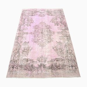 Turkish Pink Pastel Hand Knotted Over Dyed Rug