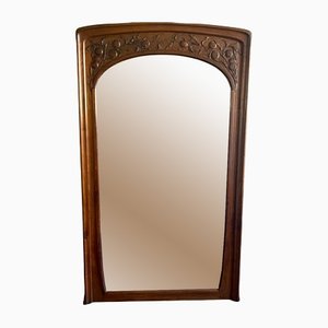 Large Antique Wooden Beveled Mirror