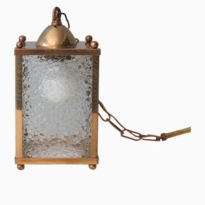 Mid-Century French Square Lantern Ceiling Lamp, 1950s