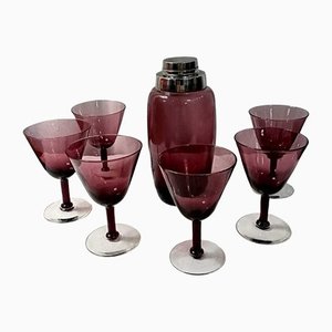 Vintage Glas Cocktail Set, 7er Set