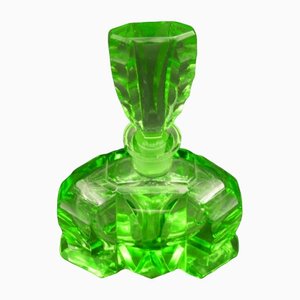 Green Art Deco Glass Flacon, 1930s