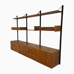 Mid-Century Teak Wall System with Brass Details, 1960s