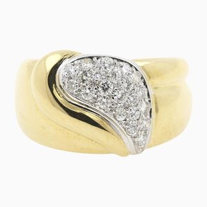 18 Karat Yellow and White Gold Virgola Ring with Diamonds