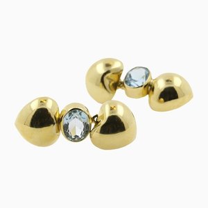 18 Karat Yellow Gold and 5.00 Carat Blue Topaz Stud Earrings