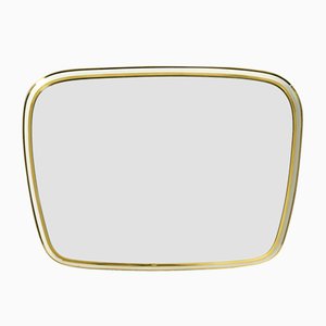 Large Mid-Century Modern Zier-Form Wall Mirror with Brass Frame
