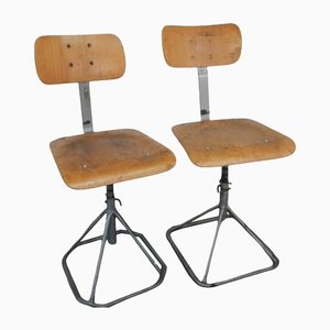 Fixed Stools With Backrest, Set of 2