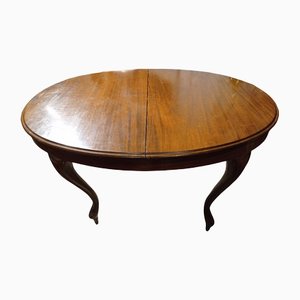 Extendable Oval Table in Mahogany with Legs in Cabriolè by Luigi Filippo