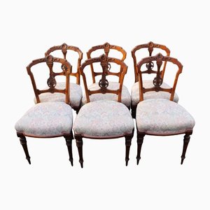 Walnut Chairs, 1900s, Set of 6