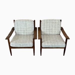 Poltrona dal design moderno in teak, Danimarca, anni '70, set di 2