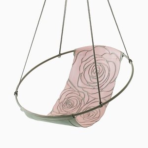 Sling Rose Pink on Grey cucita a mano in vera pelle Modern Minimal