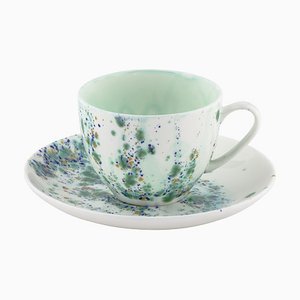 Set de 2 Tasses à Thé et Soucoupe en Marbre Bleu