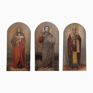 Madonna mit Kind, Jesus Christus und San Pietro, Öl auf Leinwand, 3er Set