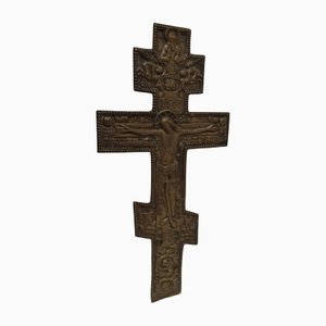 19th Century Cyrillic Homily Bronze Crucifix