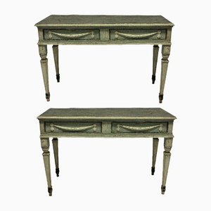 Antique Swedish Painted Console Tables, Set of 2