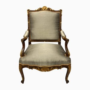 Louis XV Style Walnut & Parcel Gilt Armchair