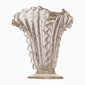 Venetian Murano Glass Bullicante Vase by Ercole Barovier for Barovier & Toso, 1940s