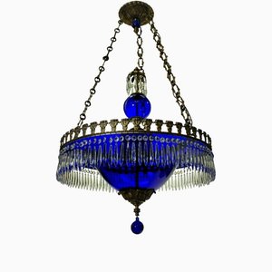 Vintage Blue Glass Chandelier