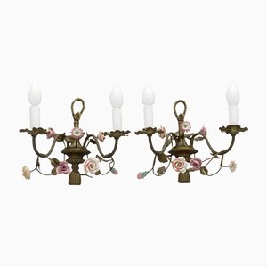 Mid-Century Floral Wall Light Sconces, 1940s, Set of 2