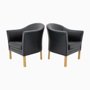 Leather Easy Chairs from Mogens Hansen, Denmark, 1970s, Set of 2