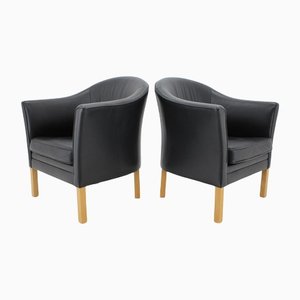 Set of Leather Easy Chairs from Mogens Hansen, Denmark, 1970s
