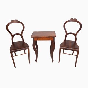 Beidermeier Chairs & Table, 1850s, Set of 3