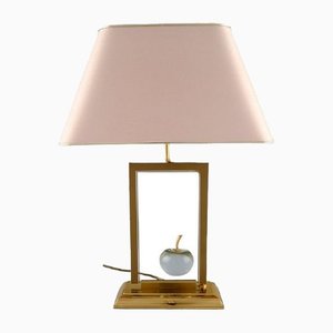 Clear Art Glass and Brass La Pomme Table Lamp from Le Dauphin, France
