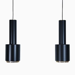 Lampade a sospensione A110 nere con dettagli in ottone di Alvar Aalto per Artek, set di 2