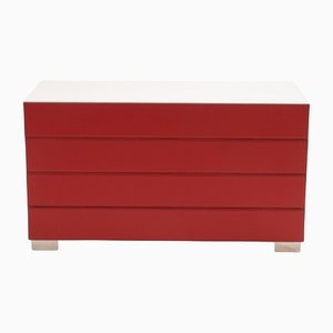 Red Leather Dandy Wide Chest of Drawers by Paolo Cattelan, 2004
