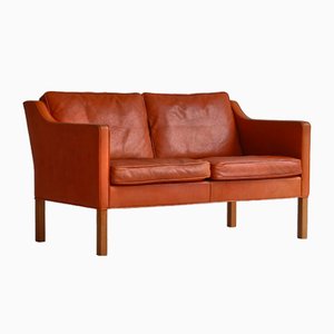 Modell 2422 Zwei-Sitzer Sofa aus Naturleder & Eiche von Børge Mogensen für Fredericia, 1970er