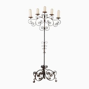 A Large Scale Heavy Wrought Iron Pricket Candle Tree | English Castle Candelabra
