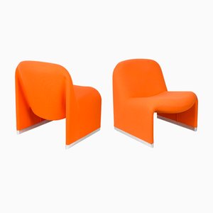 Italian Orange Alky Armchairs by Giancarlo Piretti for Castelli, Set of 2