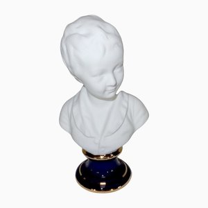 Busto pequeño de Alexandre Brongniart de porcelana biscuit al estilo de JA Houdon