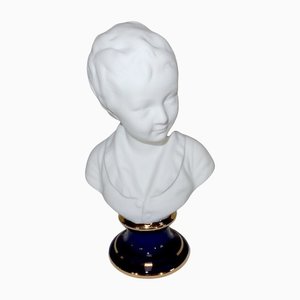 Busto piccolo di Alexandre Brongniart in porcellana Biscuit nello stile di JA Houdon
