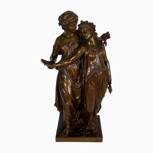 Escultura Jeunes Romaines de bronce de H. Dumaige, siglo XIX