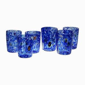 Vasos Campiello azules de Murano Glam. Juego de 6