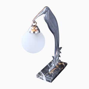 Small Table Lamp Egret on Portor Marble