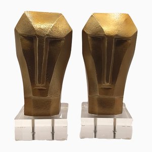 Bronze Bust Sculptures by Sam and Sara, Set of 2
